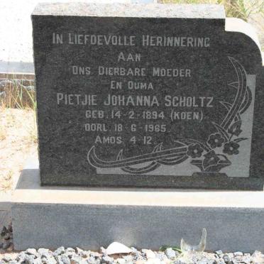 SCHOLTZ Pietjie Johanna nee KOEN 1894-1965