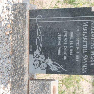 SNYMAN Magdalena Maria Margaretha nee CLOETE 1882-1956