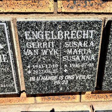ENGELBRECHT Gerrit Van Wyk 1943-2022 & Susara Maria Susanna 1946-
