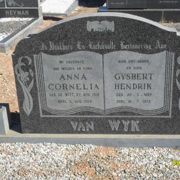 WYK Gysbert Hendrik, van 1898-1972 &amp; Anna Cornelia DE WITT 1910-1969