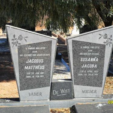 WITT Jacobus Mattheus, de 1901-1971 &amp; Susanna Jacoba 1902-1991