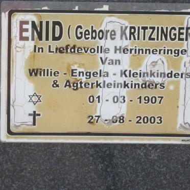 MERWE Enid, van der nee KRITZINGER 1907-2003