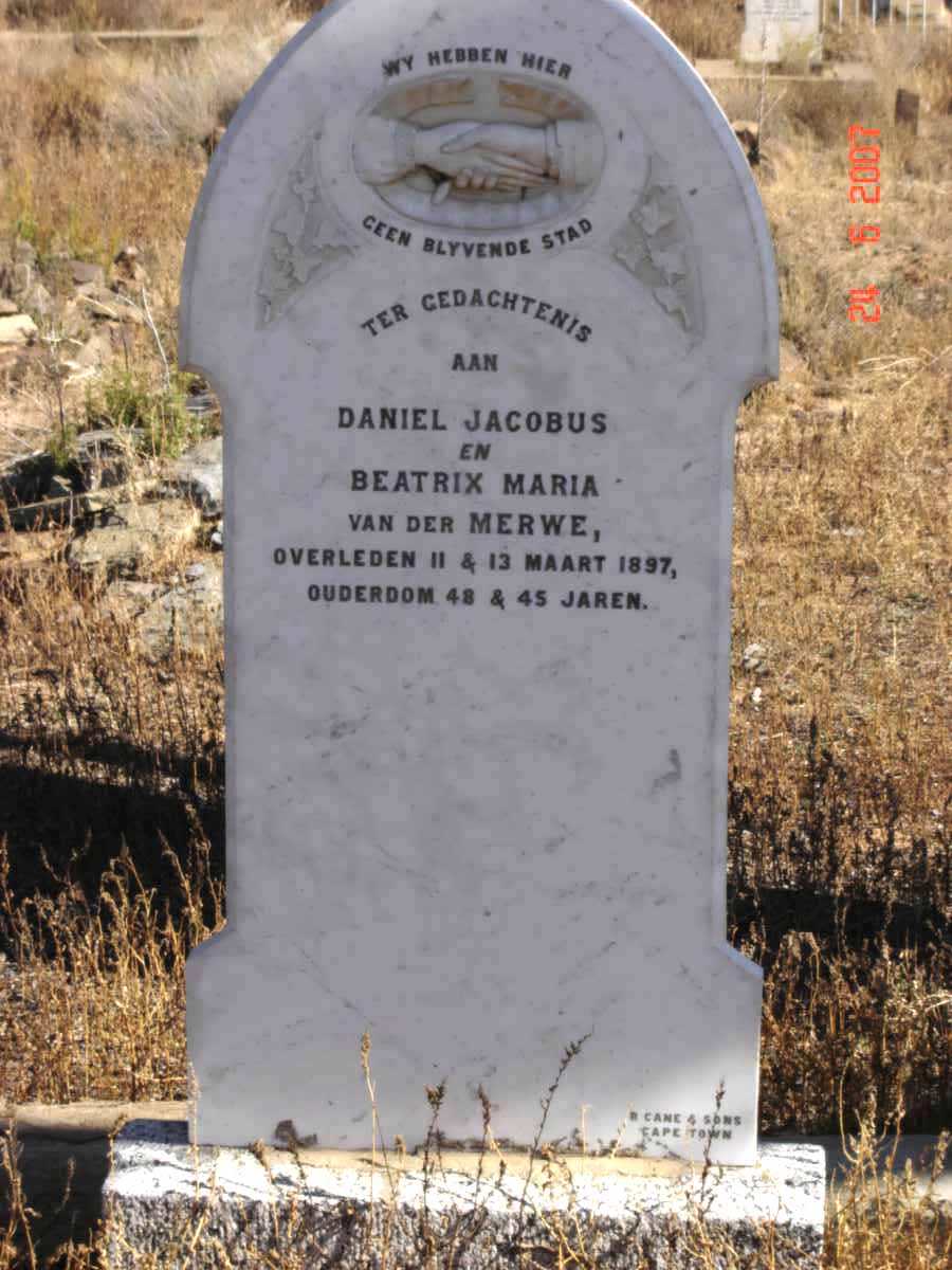 MERWE Daniel Jacobus, van der -1897 & Beatrix Maria -1897