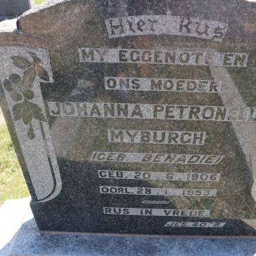 MYBURGH Johanna Petronella nee BENADIE 1906-1953
