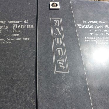 NAUDÉ Francois Petrus 1924-1999 &amp; Estelle MASKELL 1929-2018 