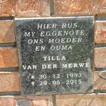 MERWE Tilla, van der 1953-2015