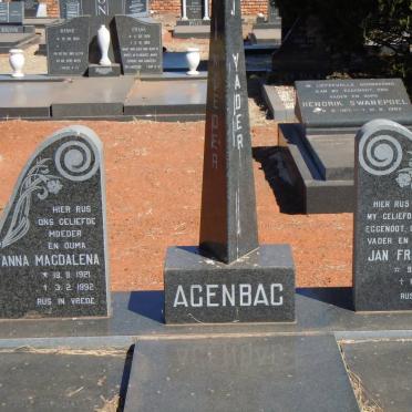 AGENBAG Jan Frederick 1915-1982 &amp; Anna Magdalena 1921-1992