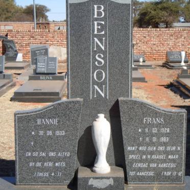 BENSON Frans 1928-1983 &amp; Hannie 1933-