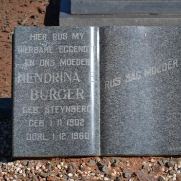 BURGER Hendrina E. nee STEYNBERG 1902-1960