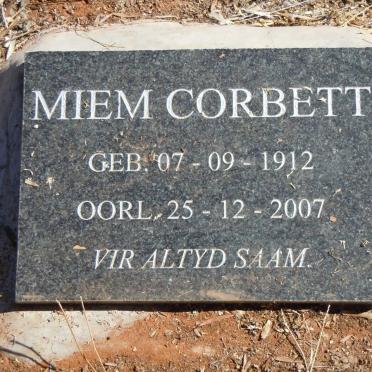 CORBETT Miem 1912-2007