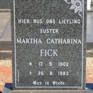 FICK Martha Catharina 1902-1983