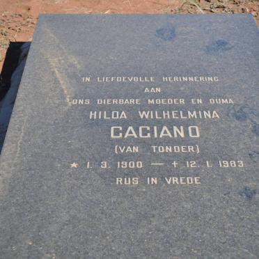 GAGIANO Hilda Wilhelmina nee VAN TONDER 1900-1983