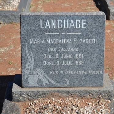 LANGUAGE Maria Magdalena Elizabeth nee TALJAARD 1891-1962