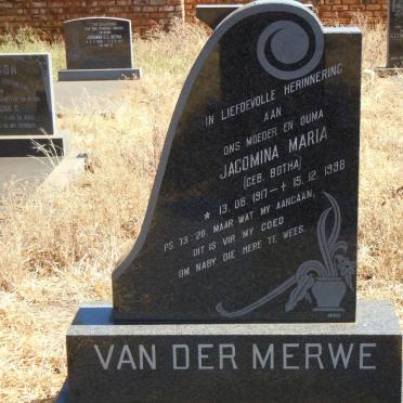 MERWE Jacomina Maria, van der nee BOTHA 1917-1998