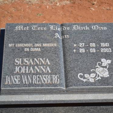 RENSBURG Susanna Johanna, Janse van 1941-2003