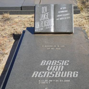 RENSBURG Ben, Janse van 1905-1976 &amp; Babsie 1911-2000