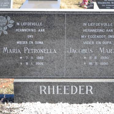 RHEEDER Jacobus Marthinus 1930-1990 &amp; Maria Petronella 1940-2005