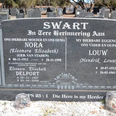 SWART Hendrik Louw 1912-1961 &amp; Eleonora Elizabeth VAN STADEN 1912-1998 :: DELPORT Eleonora Elizabeth 1937-2008