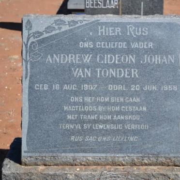 TONDER Andrew Gideon Johan, van 1907-1958
