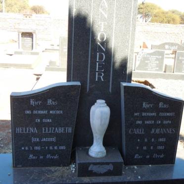 TONDER Carel Johannes, van 1903-1983 &amp; Helena Elizabeth JACOBS 1910-1985