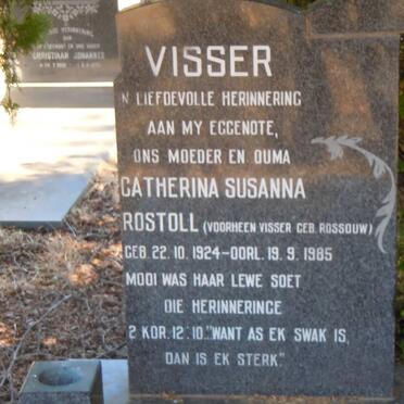 VISSER Erasmus Johannes 1919-1972 :: ROSTOLL Catherina Susanna nee ROSSOUW voorheen VISSER 1924-1985