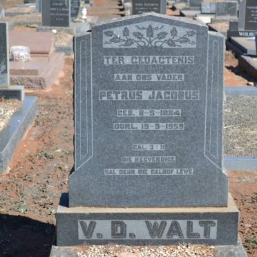 WALT Petrus Jacobus, v.d. 1884-1959