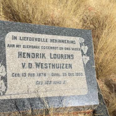 WESTHUIZEN Hendrik Lourens, v.d. 1876-1950