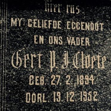 CLOETE Gert Petrus Jacobus 1894-1952