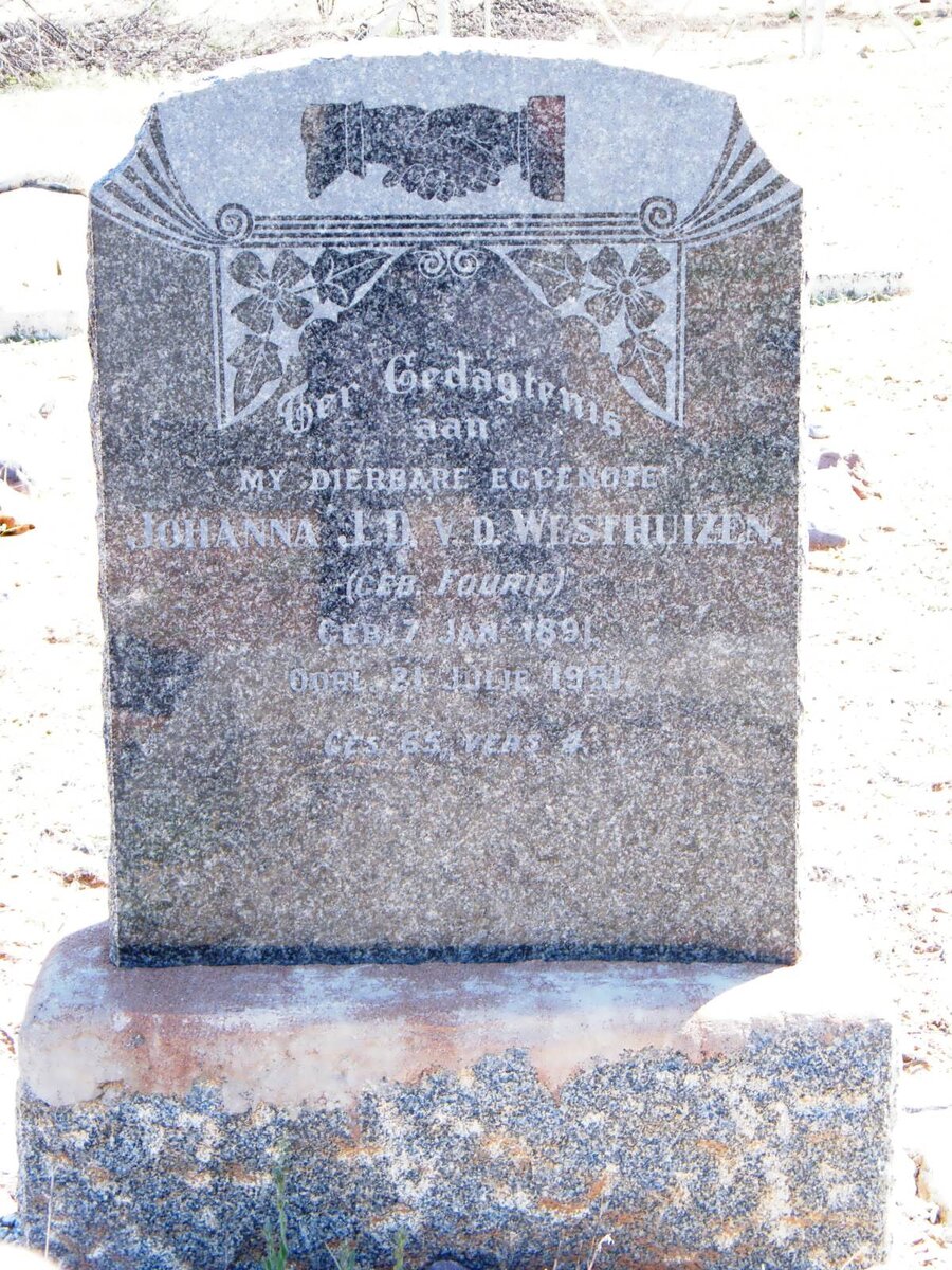 WESTHUIZEN Johanna J.D., v.d. nee FOURIE 1891-195?