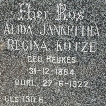 KOTZE Alida Jannettha Regina nee BEUKES 1864-1922