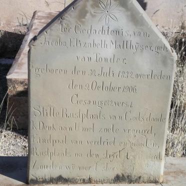 MATTHYSER Jacoba Elizabeth nee Van TONDER 1832-1906