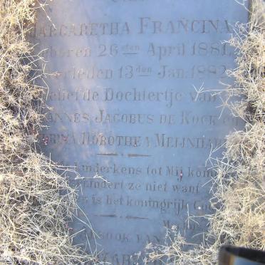 KOCK Margaretha Francina, de 1881-1882 :: DE KOCK Elizabeth ? 188?-?