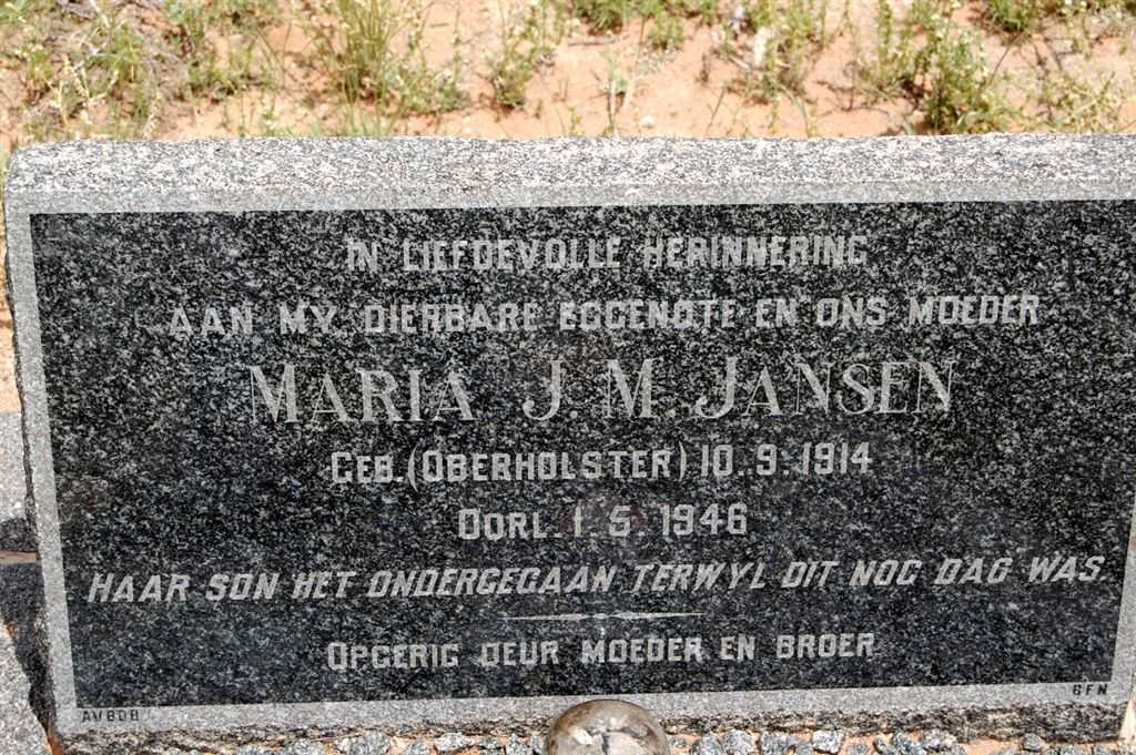 JANSEN Maria J.M. née OBERHOLTSER 1914-1946