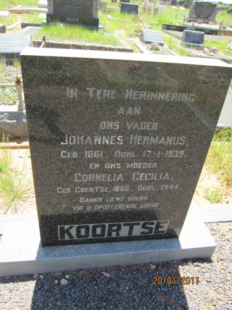 KOORTSE Johannes Hermanus 1861-1939 & Cornelia Cecilia COERTZE 1866-1944