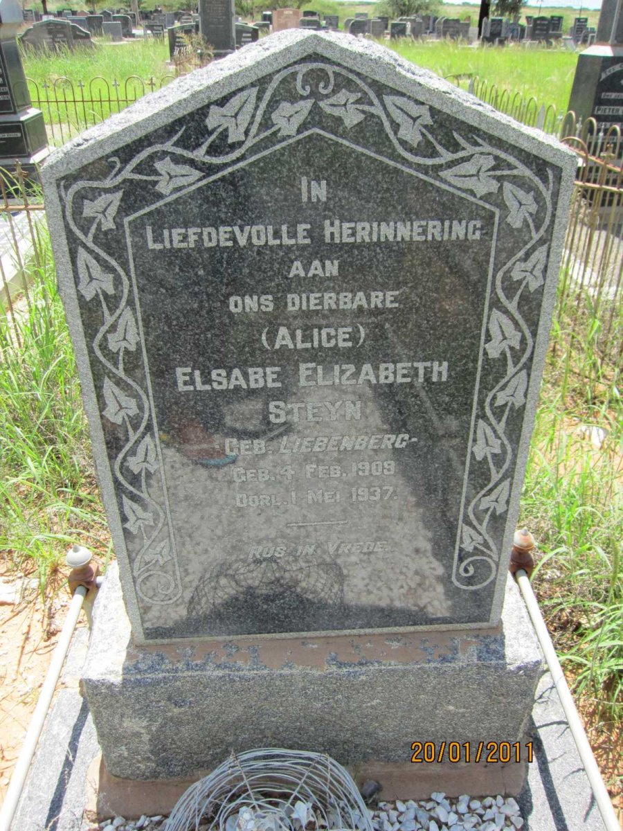 STEYN Elsabe Elizabeth nee LIEBENBERG 1909-1937