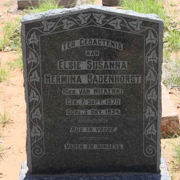 BADENHORST Elsie Susanna Hermina nee VAN NIEKERK 1870-1934