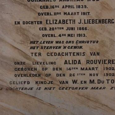 TOIT Alida Rouviere, du 1902-1902