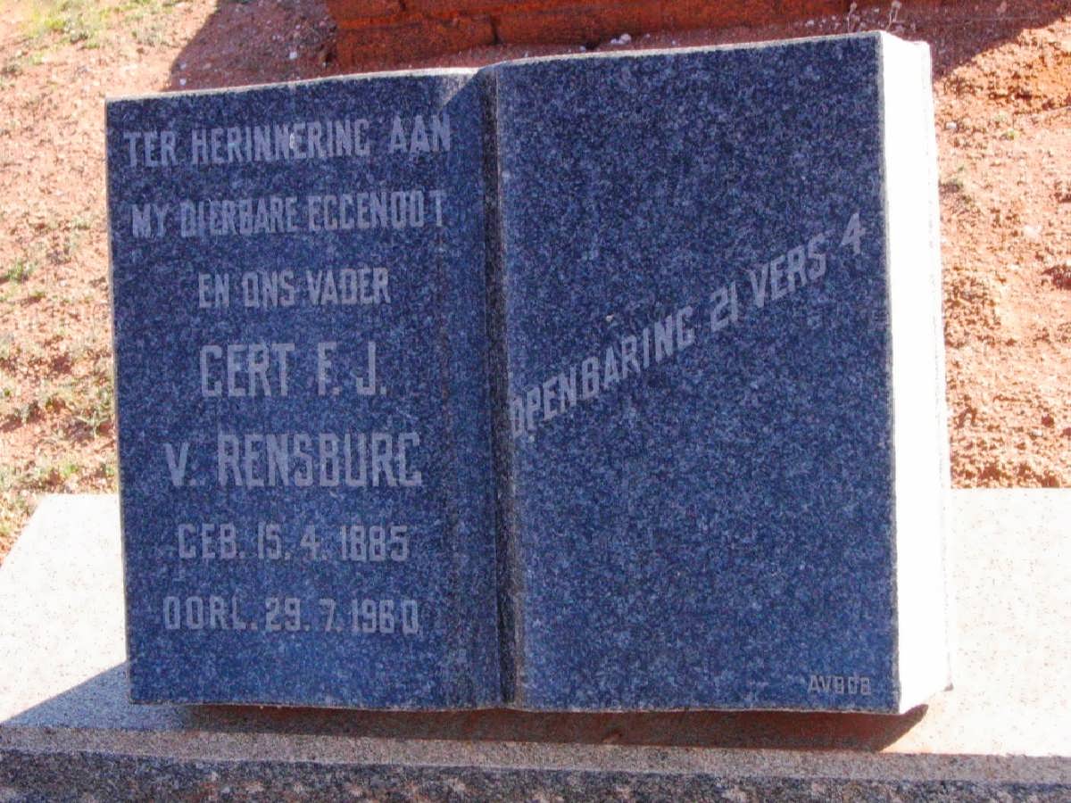 RENSBURG Gert F.J.,v. 1885-1960