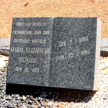 BENADE Maria Elizabeth nee DE VOS 1883-1966