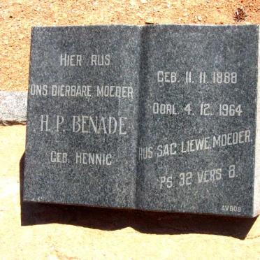 BENADE H.P. nee HENNIG 1888-1964