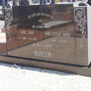 BURGER Carel Izaak 1885-1970 &amp; Anna Cecilia MANS 1885-1969