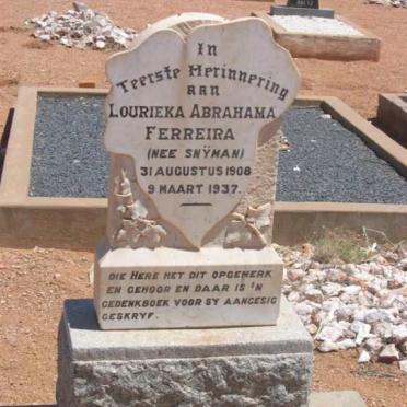 FERREIRA Lourika Abrahama nee SNYMAN 1908-1937