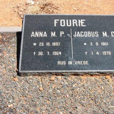 FOURIE Jacobus M.C. 1901-1978 &amp; Anna M.P. 1897-1964