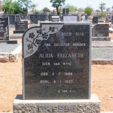 GRESSE Alida Elizabeth nee VAN WYK 1888-1967