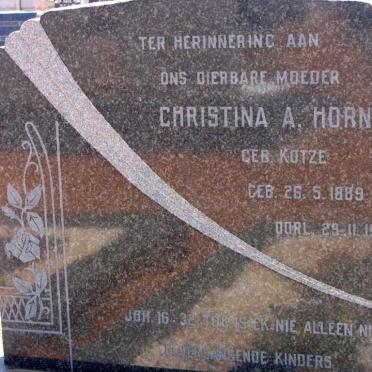 HORN Christina A. nee KOTZE 1889-1961