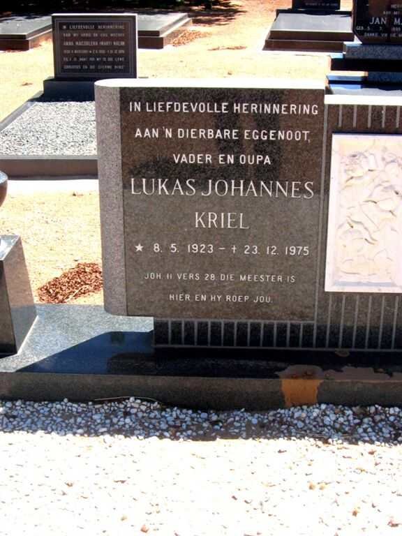 KRIEL Lukas Johannes 1923-1975