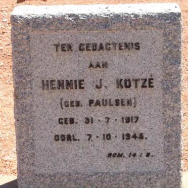 KOTZé Hennie J. nee PAULSEN 1917-1945