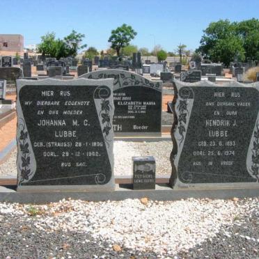 LUBBE Hendrik J. 1893-1974 &amp; Johanna M.C. STRAUSS 1896-1962