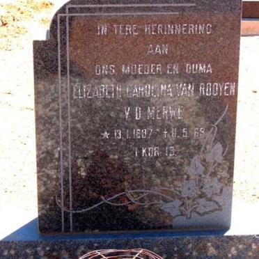 MERWE Elizabeth Carolina van Rooyen, v.d. 1897-1969