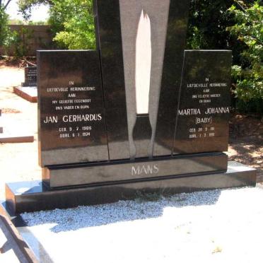 MANS Jan Gerhardus 1906-1974 &amp; Martha Johanna 1911-1991